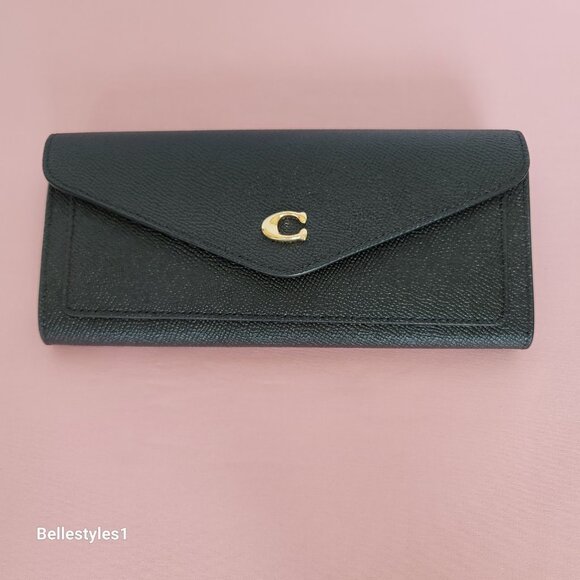 COACH Wyn Envelope Crossgrain Leather Wallet- Black color⭐ - Picture 9 of 16